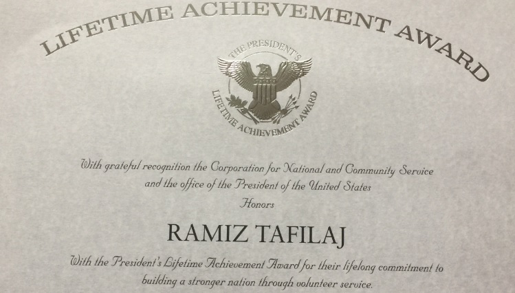 Filantropi Ramiz Tafilaj nderohet nga Presidenti Donald Trump