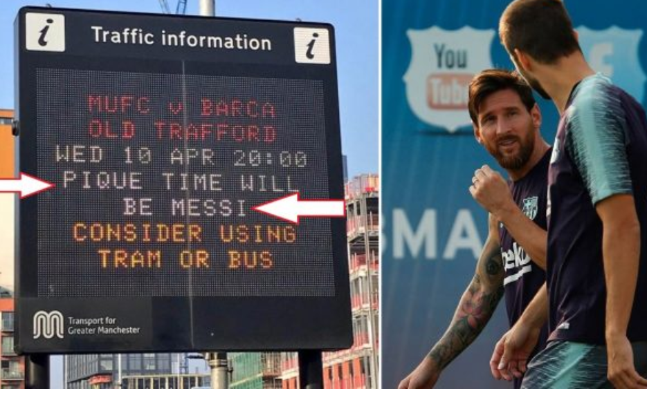 Tabela paralajmëruese për Pique dhe Messi para ndeshjes United vs Barcelona