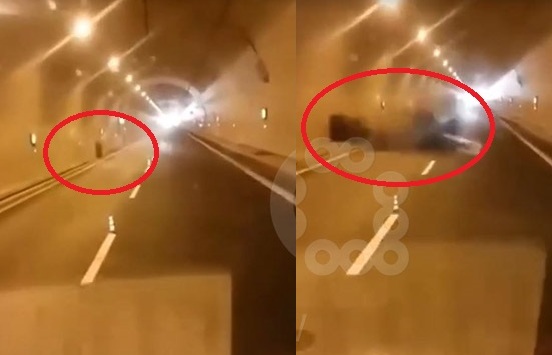 Goma e veturës rrokulliset dhe shpërthen në tunelin e Kalimashit