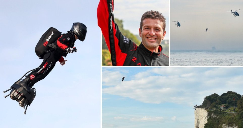 Shpikësi francez përshkon kanalin e La Manshit me flyboard