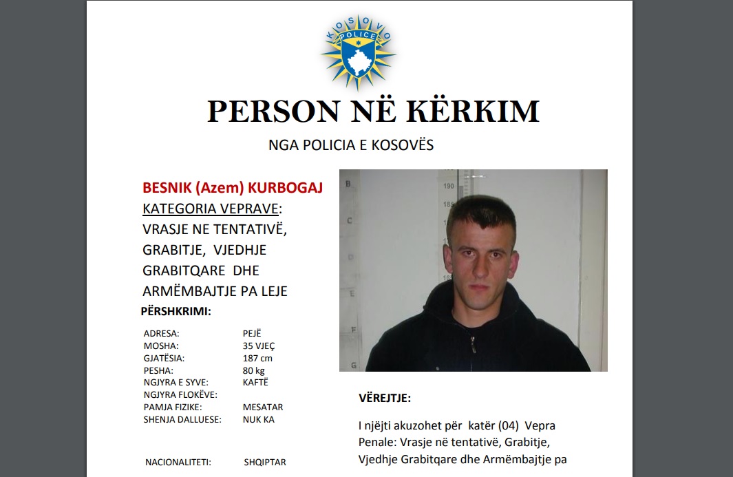 Nëse e shihni personin në foto, lajmërojeni menjëherë policinë e Kosovës