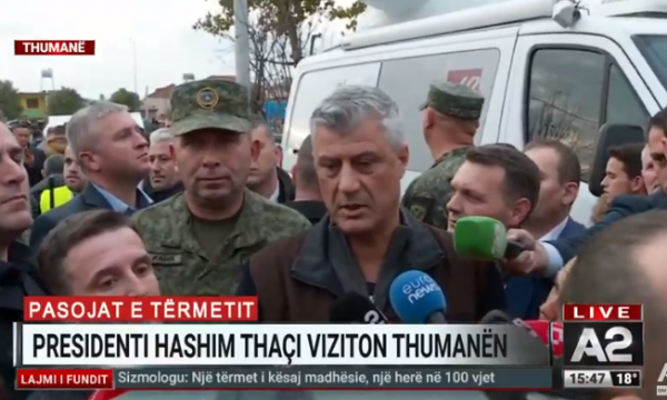 Thaçi në Thumanë, tërmeti godet derisa ai flet me gazetarët