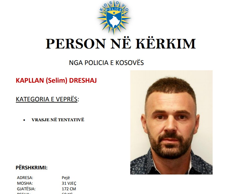 Policia kërkon ndihmën e qytetarëve për të gjetur këtë person, dyshohet për tentim vrasje