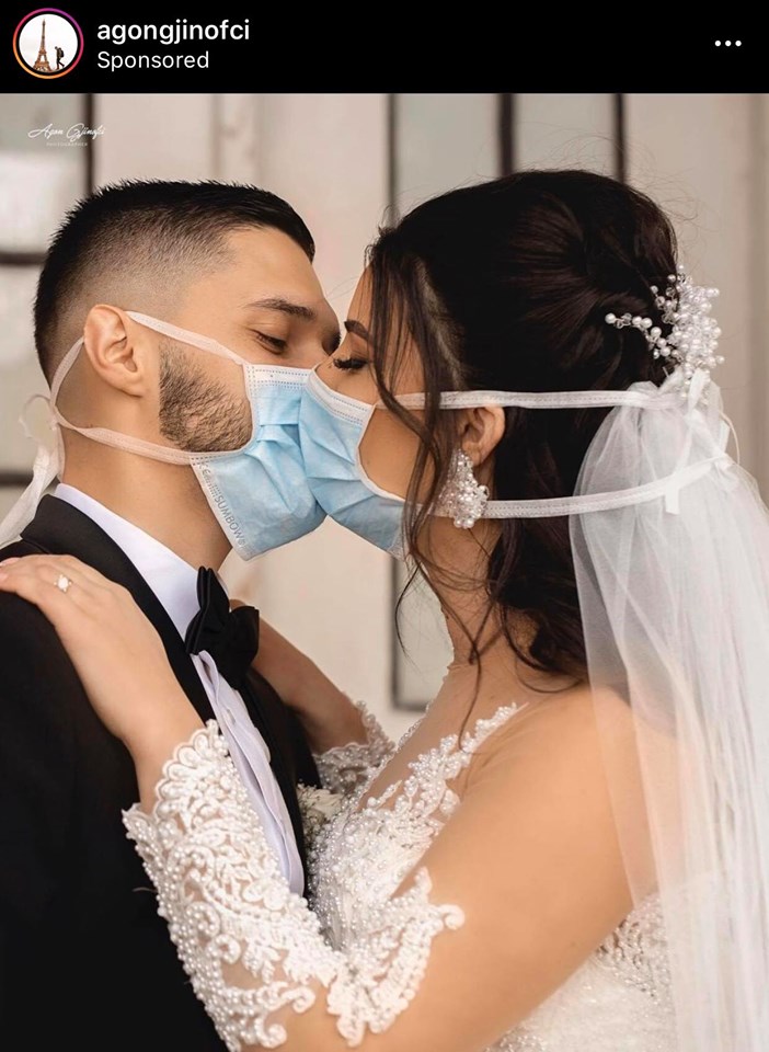 Çifti kosovar nuk mërzitet për koronavirus, realizojnë fotosesionin e dasmës me maska mbrojtëse!