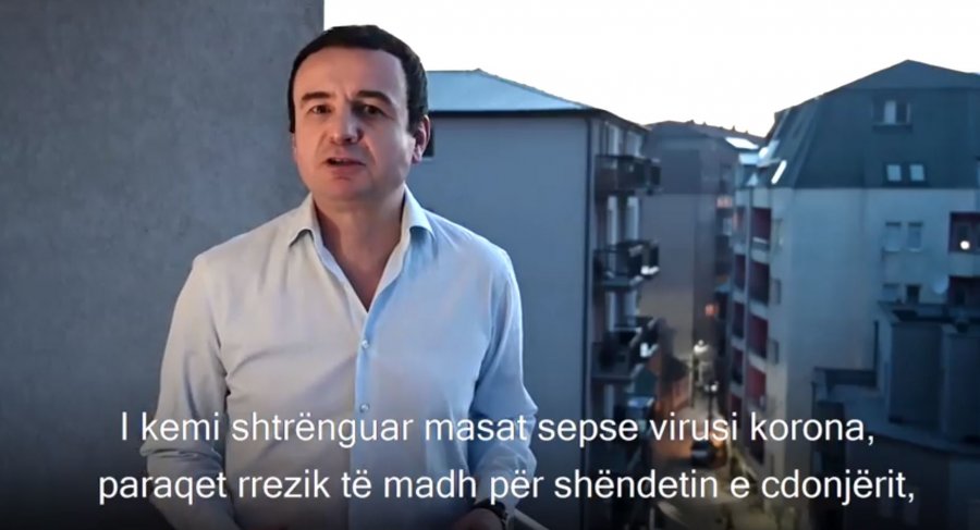 Kurti nga ballkoni bën thirrje për qëndrim në shtëpi: Parandalimi është shpëtimi
