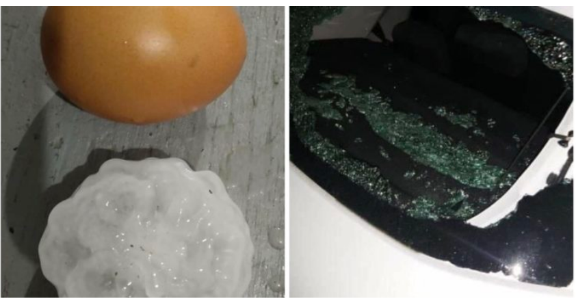 Breshër sa kokrrat e vezës në Has, thyhet xhamat e makinave