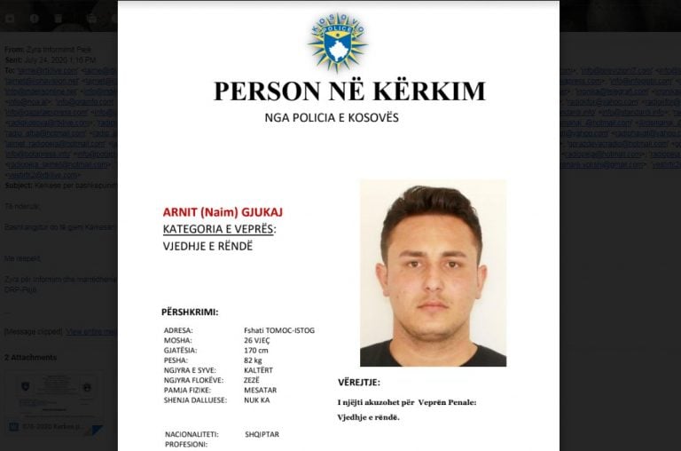 Nëse e shihni këtë person, lajmërojeni menjëherë policinë
