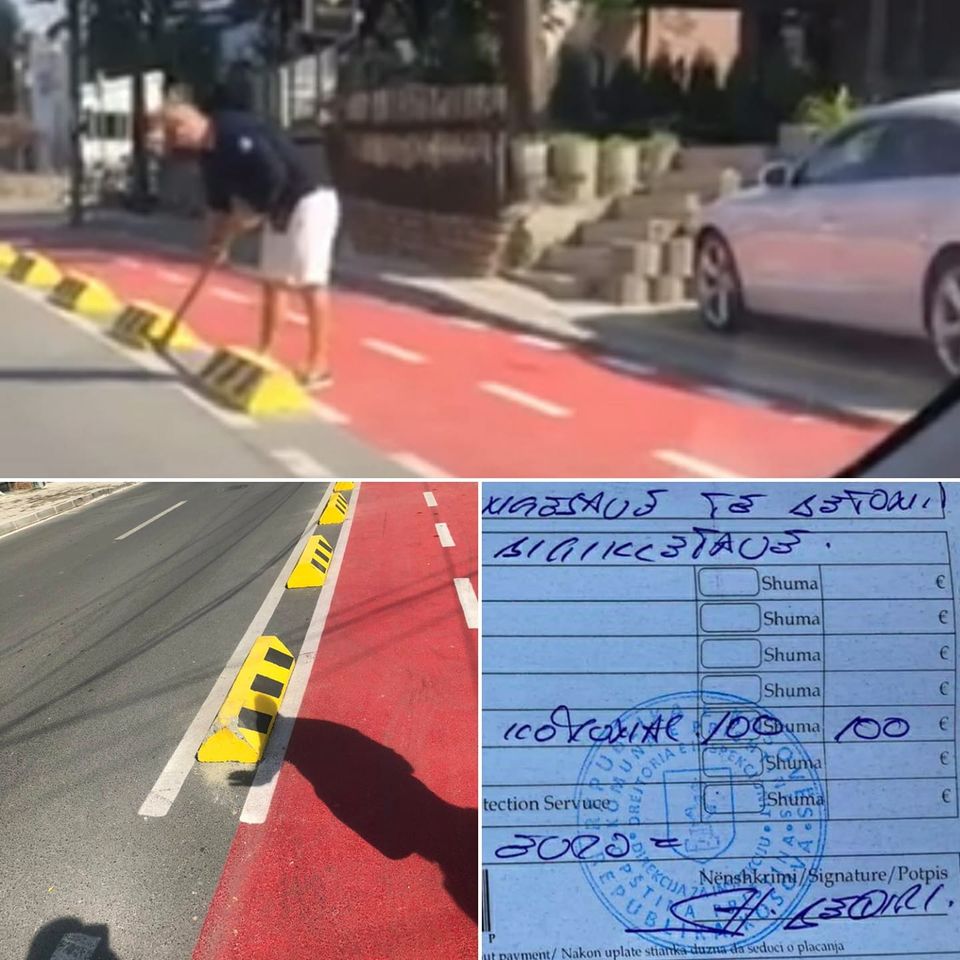 Gjobitet me 100 euro qytetari që tentoi të largonte pengesat e shtigjeve të biçikletave në Prishtinë