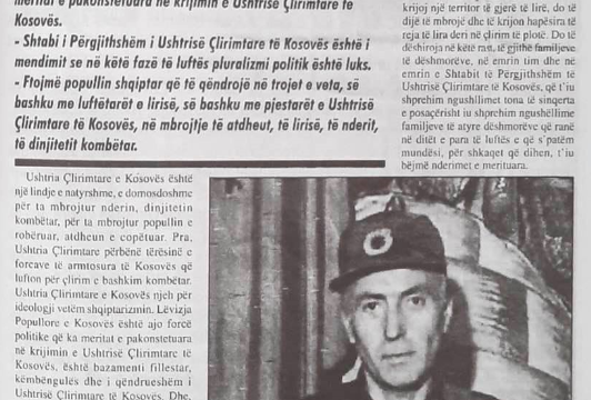 Publikohet deklarata e Jakup Krasniqit në vitin 1998: UÇK njeh për ideologji vetëm shqiptarizmin