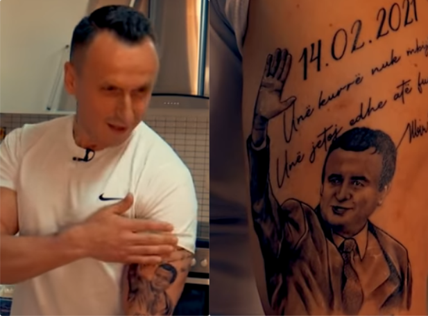Kosovari që në trup ka tatuazh Albin Kurtin, thotë së shpejti do ta bëjë edhe Vjosa Osmanin