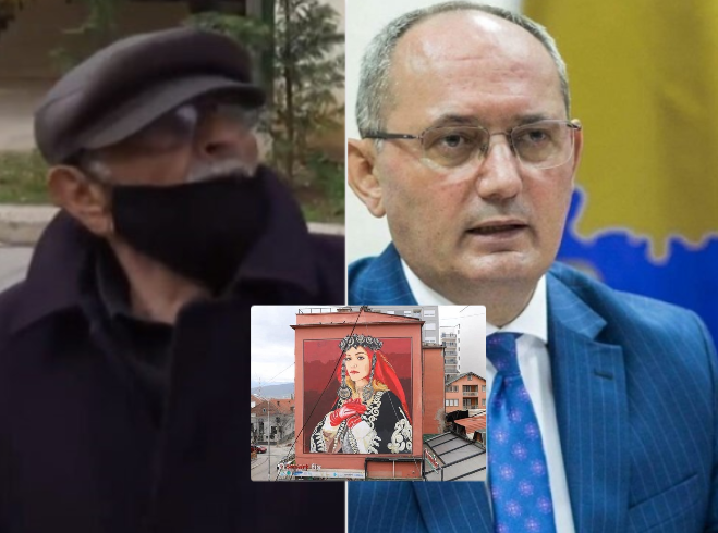 “Ma kanë vnu ni gru veç pse jam vejan” – kështu i përgjigjet Agim Aliu të moshuarit për muralin e Rita Orës