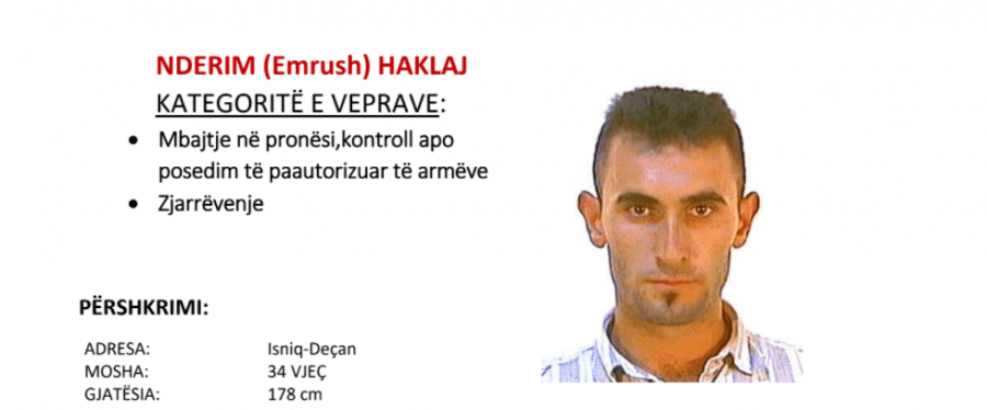 Policia kërkon bashkëpunimin e qytetarëve për kapjen e një të dyshuari nga Deçani
