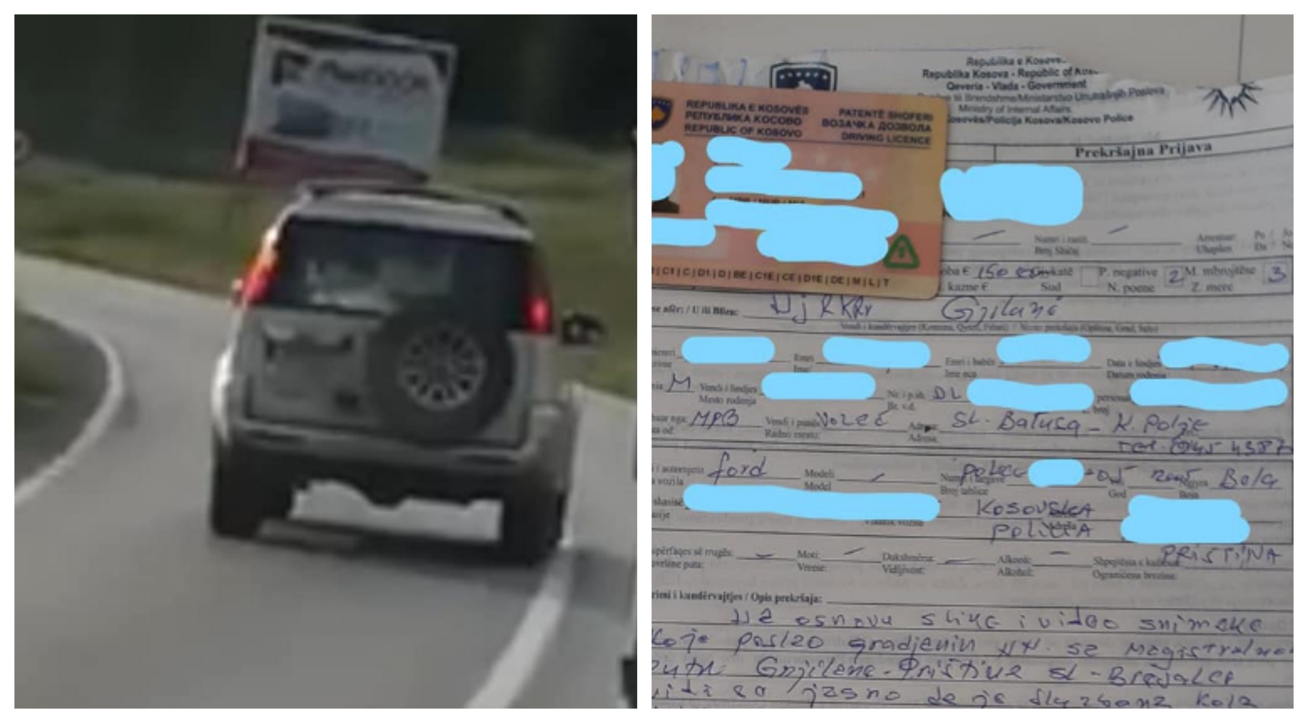 Policia e gjobit edhe një pjesëtar të vetin, hyri në tejkalim në vijë të plotë