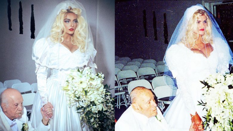 Bebe Rexha transformohet si nuse për Halloween, risjell dukjen që kishte Anna Nicole Smith në dasmën e saj 1994
