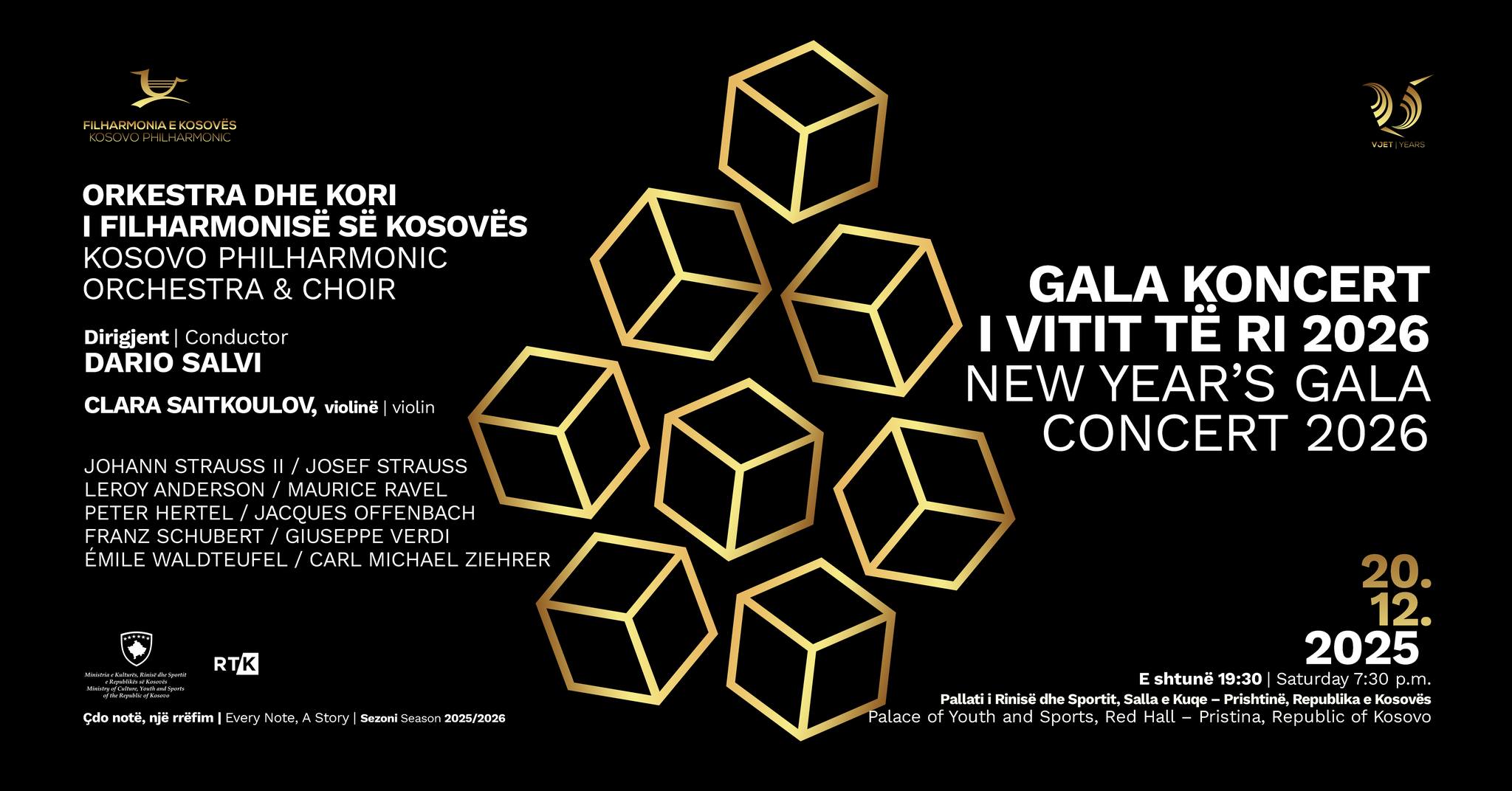 Filharmonia e Kosovës nesër me Gala Koncert për Vitin e Ri 2026